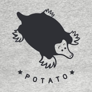 Chonky mole. minimal art of a cute furry potato in dark ink T-Shirt